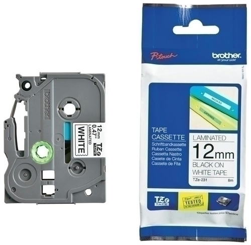 [TZE-231] CINTA BROTHER TZE-231 12 MM BLANCO/NEGRO